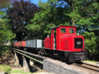 Nach dem Auspacken der offenen Wagen wird der Zug ins Abstellgleis rangiert [12. Juni 2020]