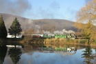 Stimmungsvolle Spiegelung der Molly und ihres Zuges im Baumschulsee [7. Dezember 2013]