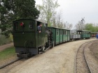 Die Molly schiebt die drei nicht braun gestrichenen Wagen an einen anderen Abstellplatz [5. April 2014]