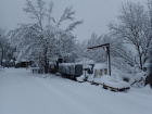 Eine dicke Schneeschicht liegt auch auf den Wagen im Bahnhof Baumschulsee [16. Januar 2021]