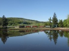 Der Dampfzug spiegelt sich im Baumschulsee [6. Mai 2016]